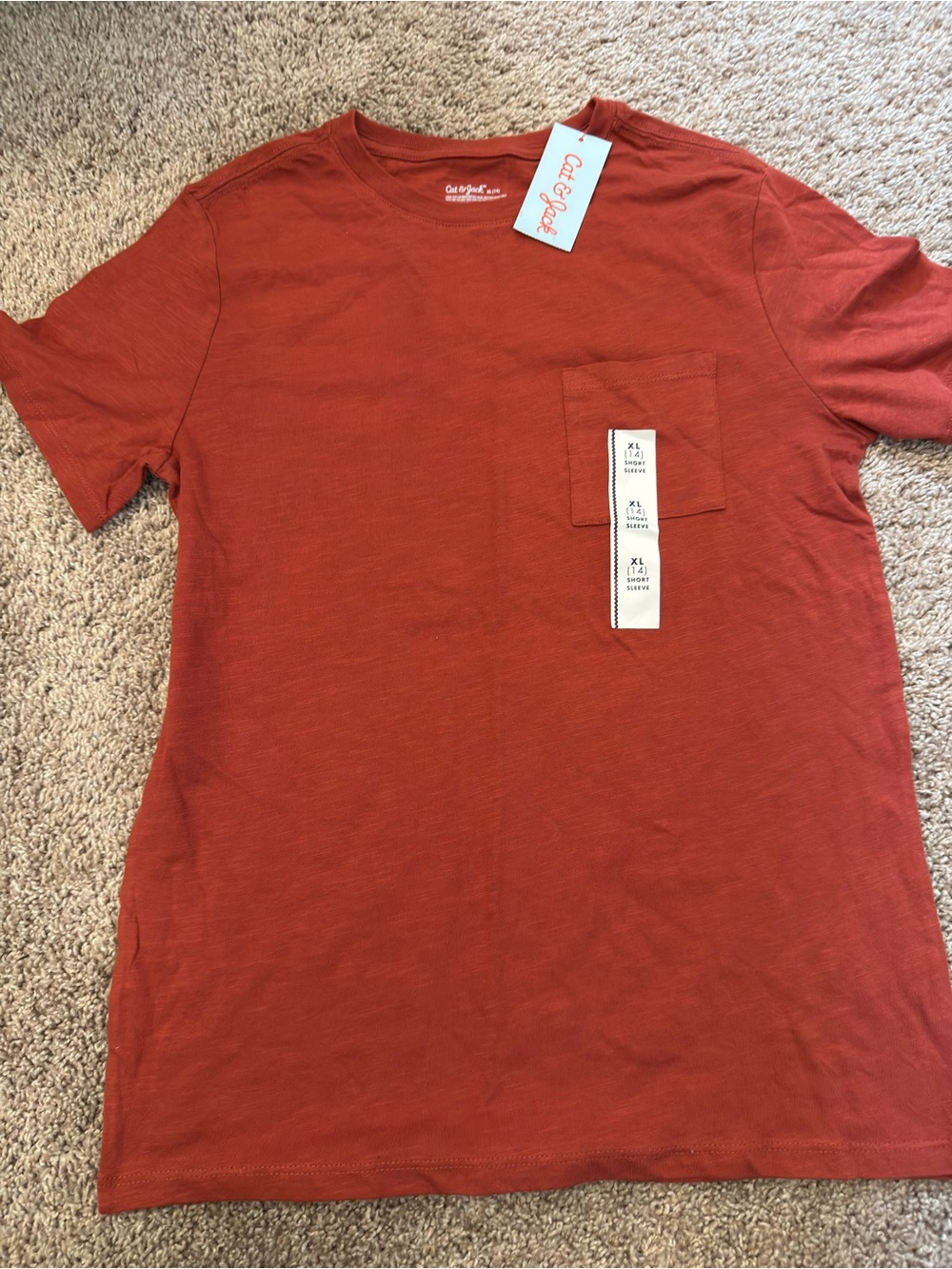 Cat & Jack Boys Pocket Tee - Maple Brown